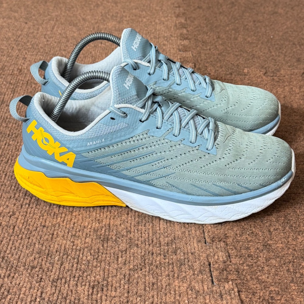 Hoka One One Arahi 4 Mens Running Shoes Blue Yellow Stability Sneakers Size 10